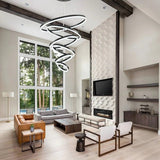 BAMDECOR A18815 Nordic Home Decor Dining Room Pendant lamp lights Ceiling Lamp Hanging Light Chandelier Lamps (6 Rings-Black) - 45-Degree Angle