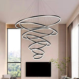 BAMDECOR A18815 Nordic Home Decor Dining Room Pendant lamp lights Ceiling Lamp Hanging Light Chandelier Lamps (7 Rings-Black) - Front View