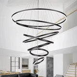 BAMDECOR A18815 Nordic Home Decor Dining Room Pendant lamp lights Ceiling Lamp Hanging Light Chandelier Lamps (7 Rings-Black) - Side View