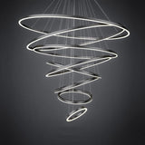 BAMDECOR A18815 Nordic Home Decor Dining Room Pendant lamp lights Ceiling Lamp Hanging Light Chandelier Lamps (7 Rings-Black) - Top-Down View