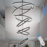 BAMDECOR A18815 Nordic Home Decor Dining Room Pendant lamp lights Ceiling Lamp Hanging Light Chandelier Lamps (7 Rings-Black) - 45-Degree Angle