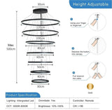 BAMDECOR A18815 Nordic Home Decor Dining Room Pendant lamp lights Ceiling Lamp Hanging Light Chandelier Lamps (7 Rings-Black) - Low Angle