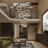 BAMDECOR A18815 Nordic Home Decor Dining Room Pendant lamp lights Ceiling Lamp Hanging Light Chandelier Lamps (8 Rings-Black) - Top-Down View