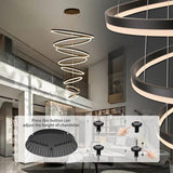 BAMDECOR A18815 Nordic Home Decor Dining Room Pendant lamp lights Ceiling Lamp Hanging Light Chandelier Lamps (8 Rings-Black) - Rear View