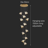 BAMDECOR LED Modern Bedroom Bedside Creative Butterfly Hanging Chandelier Light Fixtures for Stairs Nordic Decoration (12Heads) - Front View