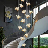 BAMDECOR LED Modern Bedroom Bedside Creative Butterfly Hanging Chandelier Light Fixtures for Stairs Nordic Decoration (12Heads) - Side View
