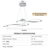 BAMDECOR A022 Modern Designer Infinity LED Chandelier Island Ceiling Pendant Light (120/150cm-Silver) - Top-Down View