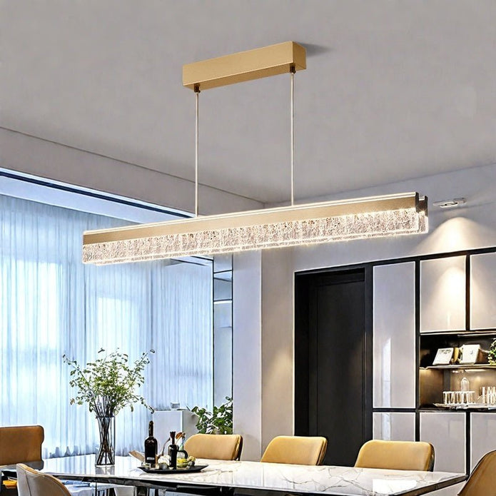 BAMDECOR A122 Nordic Long Dual Linear Dimmable Acrylic Kitchen Dining Table Pendant Light Minimalist