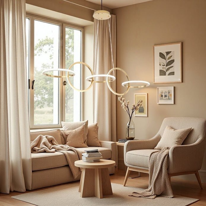 BAMDECOR A180 Nordic Golden Circles Kitchen Dining Table Pendant Light Minimalist Modern Lighting