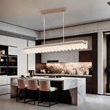 BAMDECOR A188 Nordic Dual Linear Dimmable Acrylic Kitchen Dining Table Pendant Light Minimalist Modern Lighting (Coffee) - Front View
