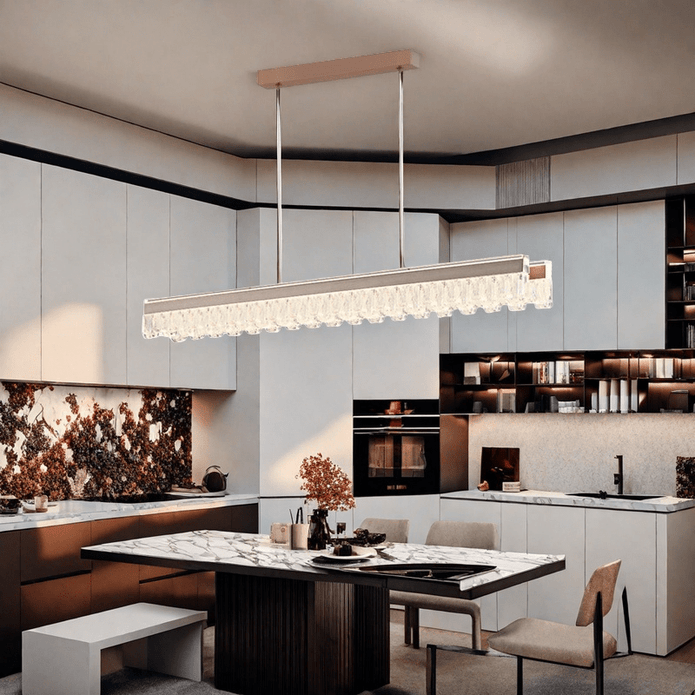 BAMDECOR A188 Nordic Dual Linear Dimmable Acrylic Kitchen Dining Table Pendant Light Minimalist Modern Lighting (Coffee)