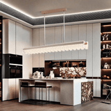 BAMDECOR A188 Nordic Dual Linear Dimmable Acrylic Kitchen Dining Table Pendant Light Minimalist Modern Lighting (Coffee) - Top-Down View