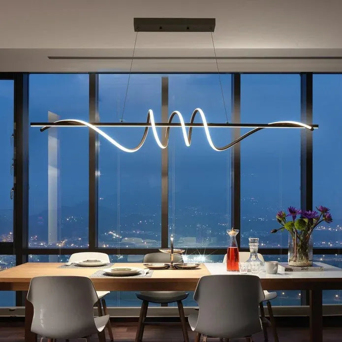 BAMDECOR A202 Modern LED Linear Pendant Lights with Dimmable LED (160cm/180cm-Black) 1.5 Meters