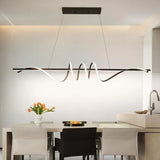 BAMDECOR A202 Modern LED Linear Pendant Lights with Dimmable LED (160cm/180cm-Black) 1.5 Meters - Side View