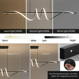 BAMDECOR A202 Modern LED Linear Pendant Lights with Dimmable LED (160cm/180cm-Black) 1.5 Meters - Top-Down View