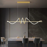 BAMDECOR A202 Modern LED Linear Pendant Lights with Dimmable LED (160cm/180cm-Gold) 1.5 Meters - Front View