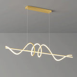 BAMDECOR A202 Modern LED Linear Pendant Lights with Dimmable LED (160cm/180cm-Gold) 1.5 Meters - Side View