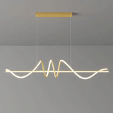 BAMDECOR A202 Modern LED Linear Pendant Lights with Dimmable LED (160cm/180cm-Gold) 1.5 Meters - Top-Down View