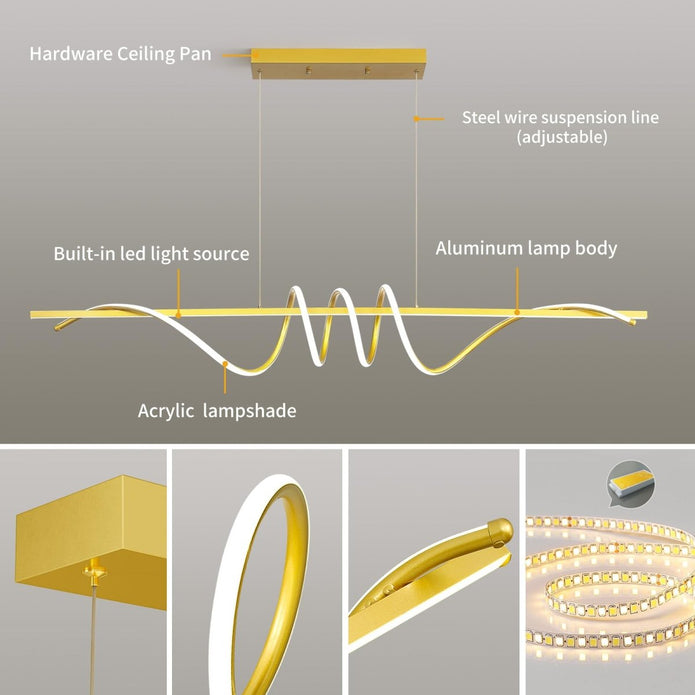 BAMDECOR A202 Modern LED Linear Pendant Lights with Dimmable LED  160cm