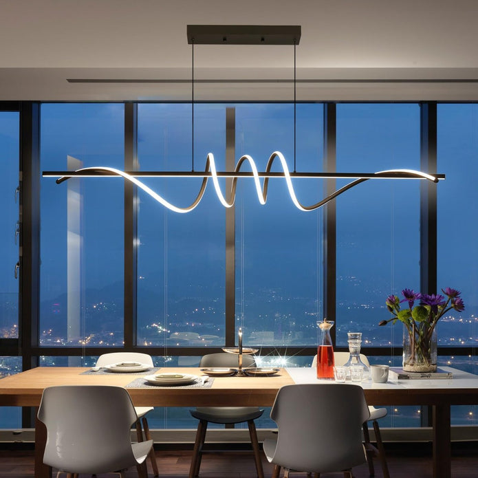 BAMDECOR A202 Modern LED Linear Pendant Lights with Dimmable LED (160cm/180cm-Black) 1.8 Meters
