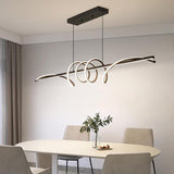 BAMDECOR A202 Modern LED Linear Pendant Lights with Dimmable LED (160cm/180cm-Black) 1.8 Meters