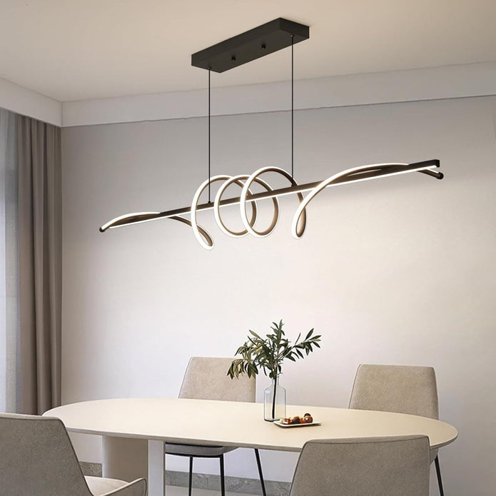 BAMDECOR A202 Modern LED Linear Pendant Lights with Dimmable LED (160cm/180cm-Black) 1.8 Meters