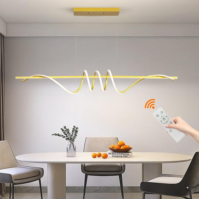 BAMDECOR A202 Modern LED Linear Pendant Lights with Dimmable LED (160cm/180cm-Gold) 1.8 Meters