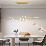 BAMDECOR A202 Modern LED Linear Pendant Lights with Dimmable LED (160cm/180cm-Gold) 1.8 Meters - Front View
