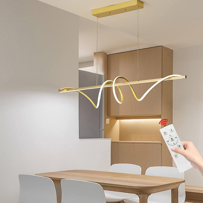 BAMDECOR A202 Modern LED Linear Pendant Lights with Dimmable LED (160cm/180cm-Gold) 1.8 Meters