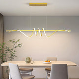 BAMDECOR A202 Modern LED Linear Pendant Lights with Dimmable LED (160cm/180cm-Gold) 1.8 Meters - Top-Down View