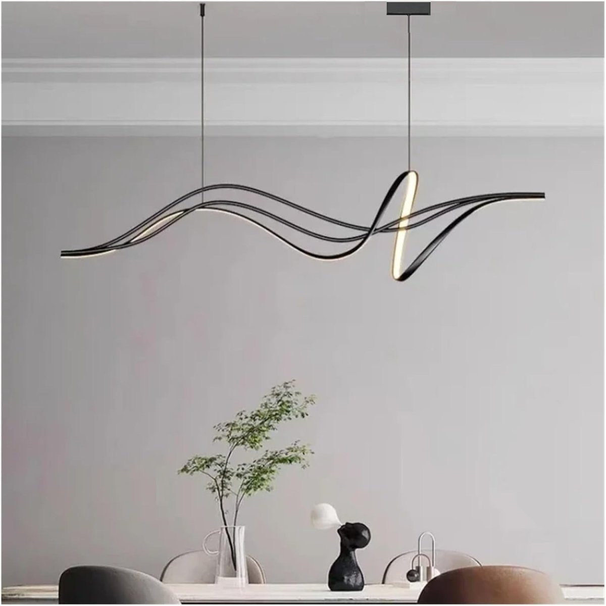BAMDECOR A203 1.8m Modern minimalist pendant lights for home decoration ceiling pendant light (Black)