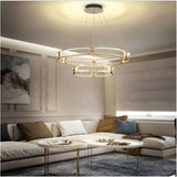 BAMDECOR A209 Colette Ceiling Chandelier Led Modern Circular Art Aluminum Light Fixture for Living Room Bedroom Indoor Decor(2 Rings) - Top-Down View