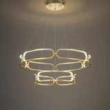 BAMDECOR A209 Colette Ceiling Chandelier Led Modern Circular Art Aluminum Light Fixture for Living Room Bedroom Indoor Decor(2 Rings) - 45-Degree Angle