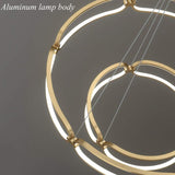 BAMDECOR A209 Colette Ceiling Chandelier Led Modern Circular Art Aluminum Light Fixture for Living Room Bedroom Indoor Decor(2 Rings) - Rear View