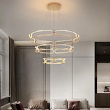 BAMDECOR A209 Colette Ceiling Chandelier Led Modern Circular Art Aluminum Light Fixture for Living Room Bedroom Indoor Decor(3 Rings) - Front View
