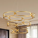 BAMDECOR A209 Colette Ceiling Chandelier Led Modern Circular Art Aluminum Light Fixture for Living Room Bedroom Indoor Decor(3 Rings) - Side View