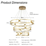 BAMDECOR A209 Colette Ceiling Chandelier Led Modern Circular Art Aluminum Light Fixture for Living Room Bedroom Indoor Decor(3 Rings) - Rear View