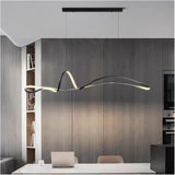 BAMDECOR A210 Modern LED Linear Pendant Lights with Dimmable LED and Adjustable Hanging Length 120cm -Black - Front View