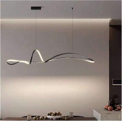 BAMDECOR A210 Modern LED Linear Pendant Lights with Dimmable LED and Adjustable Hanging Length 150cm -Black
