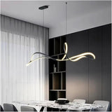BAMDECOR A210 Modern LED Linear Pendant Lights with Dimmable LED and Adjustable Hanging Length 150cm -Black - Side View