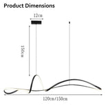 BAMDECOR A210 Modern LED Linear Pendant Lights with Dimmable LED and Adjustable Hanging Length 150cm -Black - Rear View
