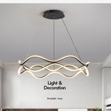 BAMDECOR A212/1 Black Modern Wavy Art Aluminum Light Fixture for Living Room Bedroom Indoor Decor - Front View