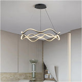 BAMDECOR A212/1 Black Modern Wavy Art Aluminum Light Fixture for Living Room Bedroom Indoor Decor - Side View
