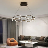 BAMDECOR A212/1 Black Modern Wavy Art Aluminum Light Fixture for Living Room Bedroom Indoor Decor - Top-Down View