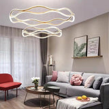 BAMDECOR A212/2 Modern Wavy Art Aluminum Light Fixture for Living Room Bedroom Indoor Decor - Side View