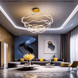BAMDECOR A212/3 Modern Wavy Art Aluminum Light Fixture for Living Room Bedroom Indoor Decor - Front View