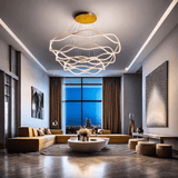 BAMDECOR A212/3 Modern Wavy Art Aluminum Light Fixture for Living Room Bedroom Indoor Decor - Side View