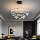 BAMDECOR A212/3 Modern Wavy Art Aluminum Light Fixture for Living Room Bedroom Indoor Decor - 45-Degree Angle