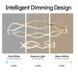 BAMDECOR A212/3 Modern Wavy Art Aluminum Light Fixture for Living Room Bedroom Indoor Decor - Rear View