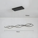 BAMDECOR A2569 1.5m Antizer Nordic Minimalist Wave Long Pendant Light (Black) - 45-Degree Angle